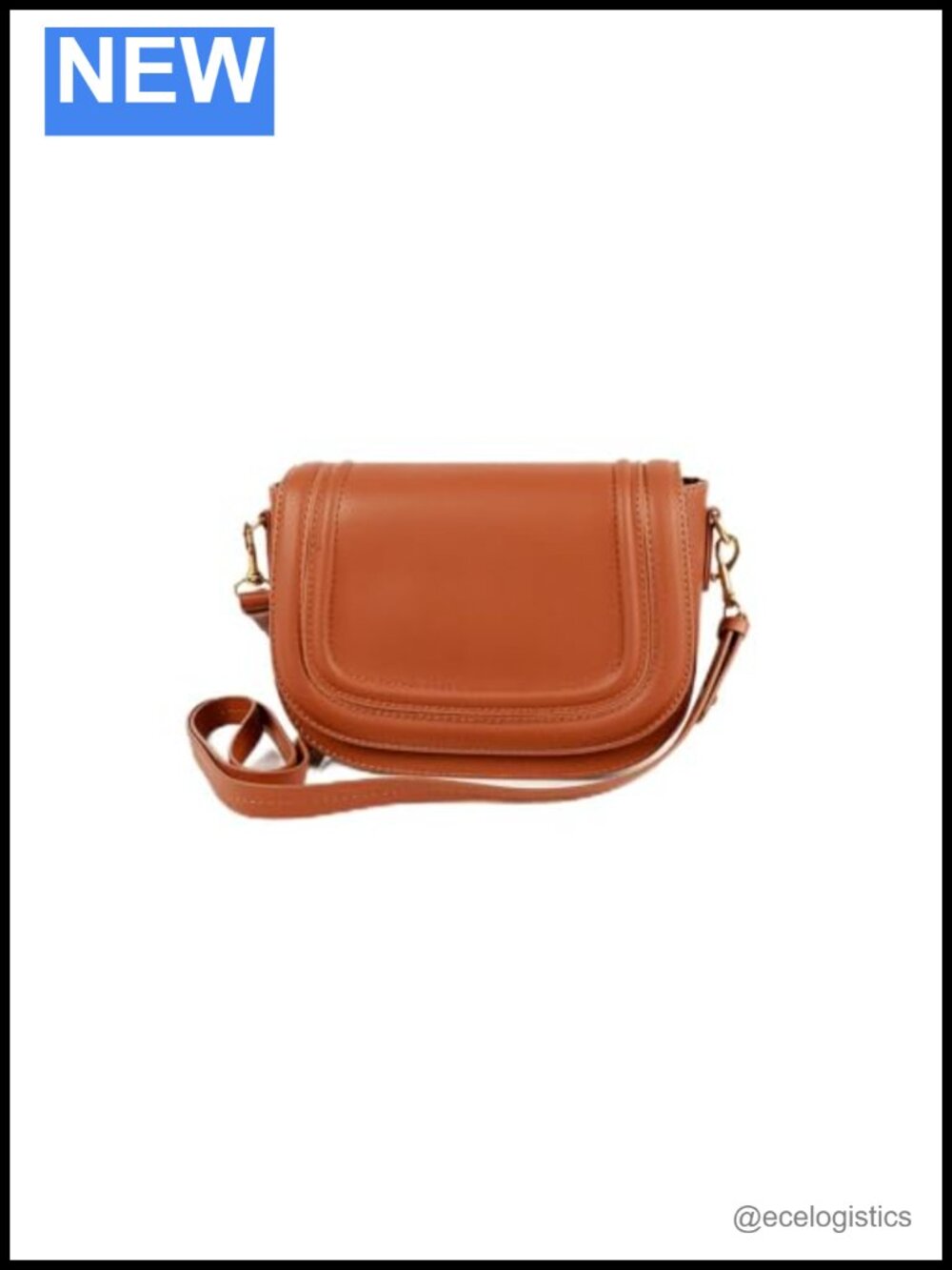 Faux Leather Saddle Crossbody Bag with Adjustable Strap Flap Closure